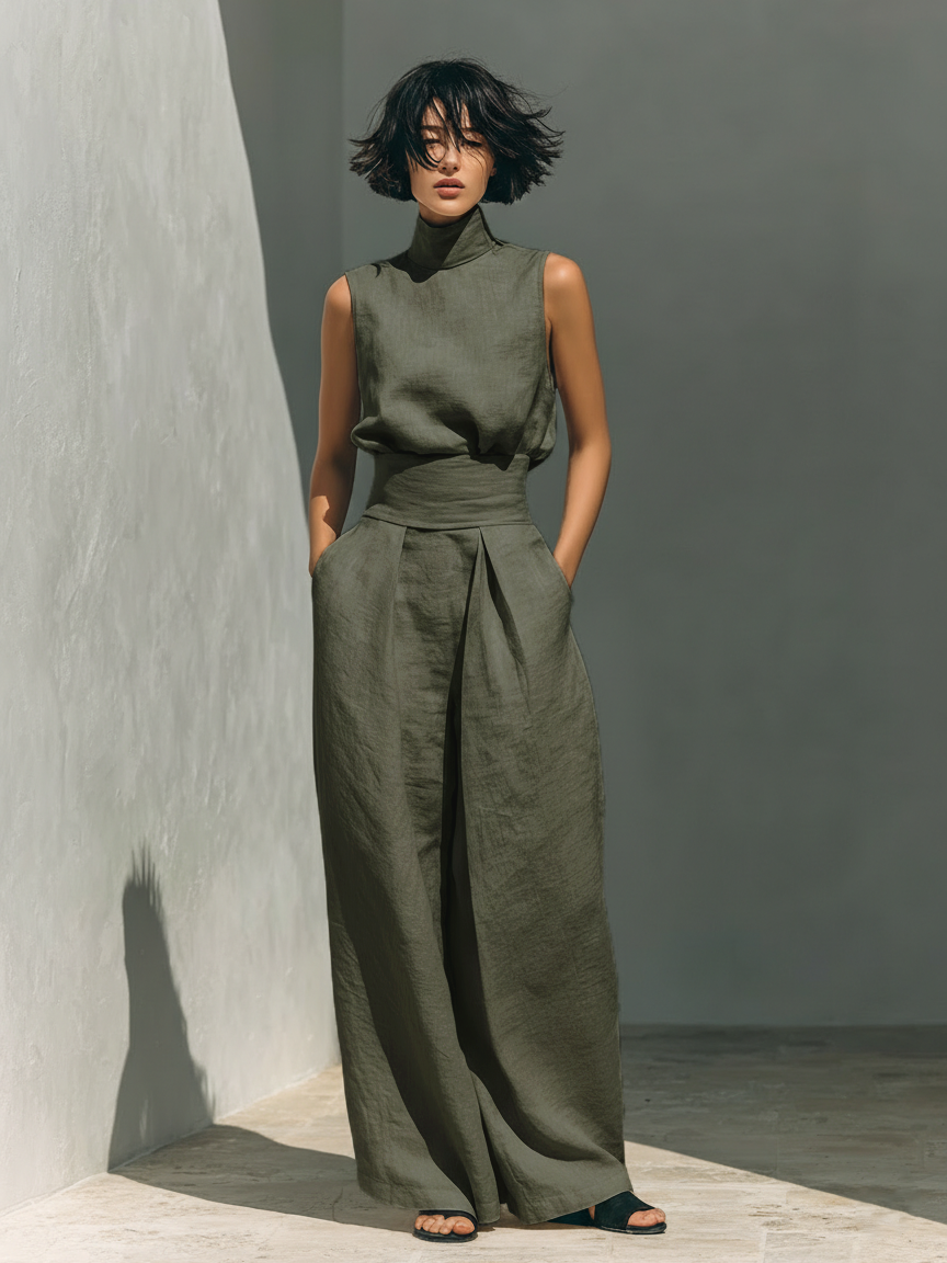 Wendy - Linen-Cotton Wide-Leg Set