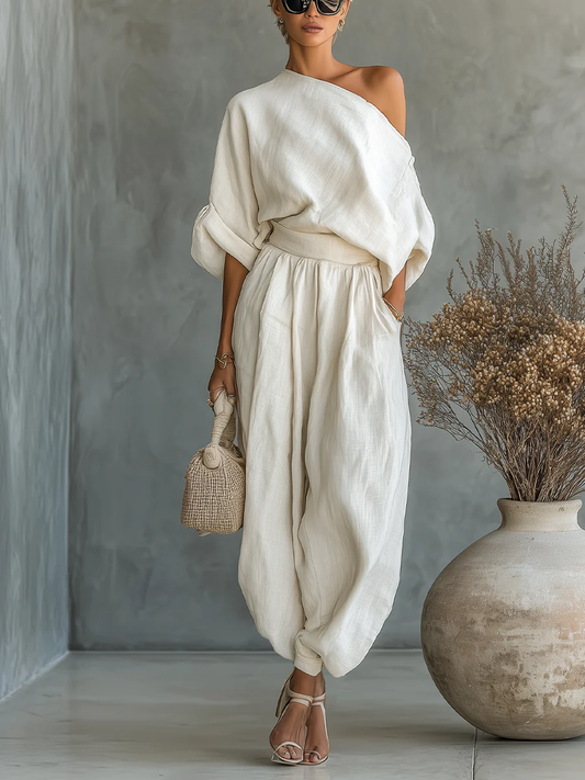Glenda - One-Shoulder Two-Piece Set