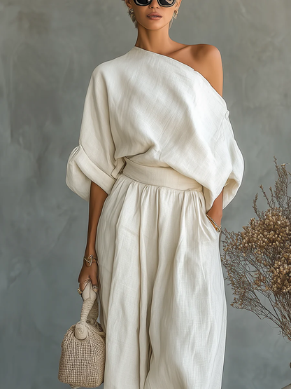 Glenda - One-Shoulder Two-Piece Set