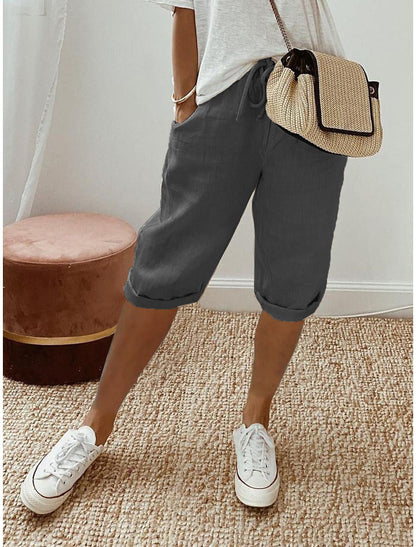 Hazel - Rolled-Cuff Cropped Pants