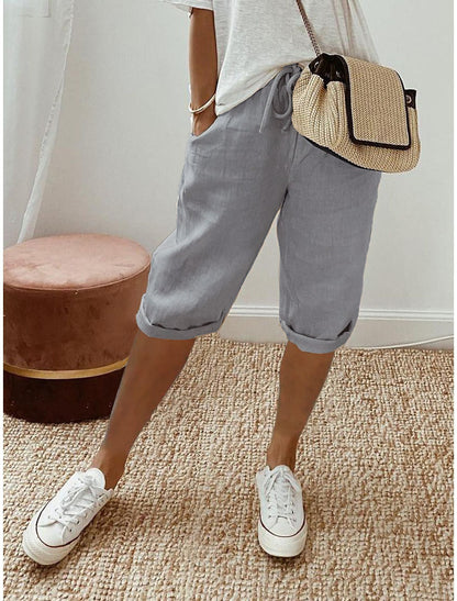 Hazel - Rolled-Cuff Cropped Pants