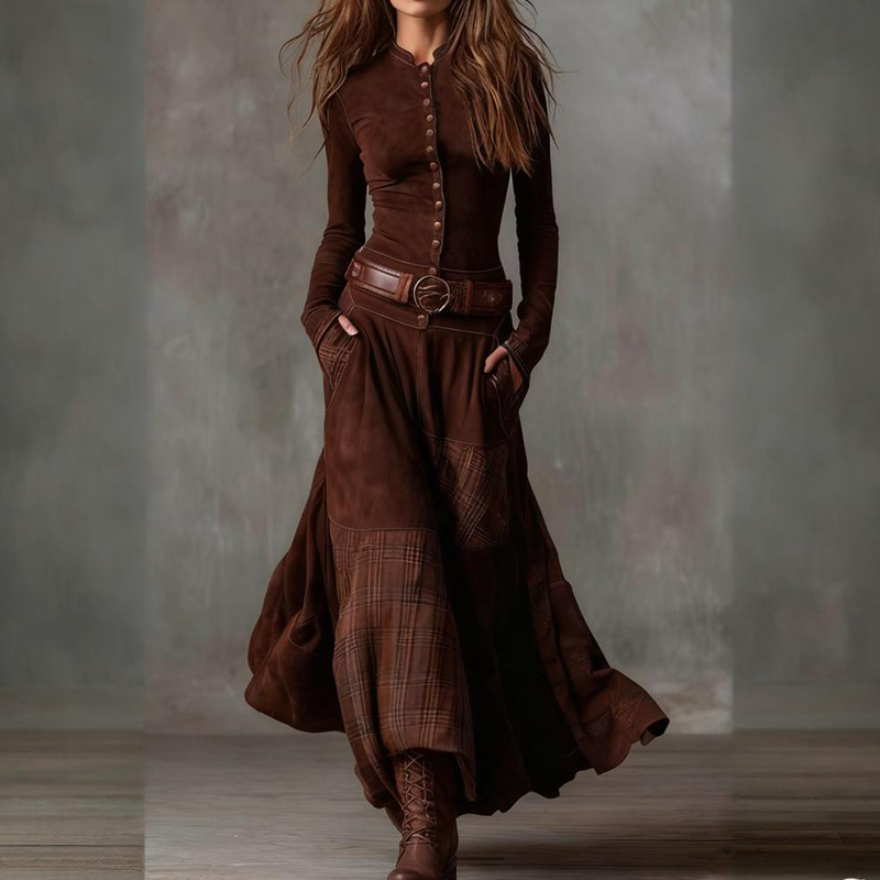 Irene - Button-Front Patchwork Dress