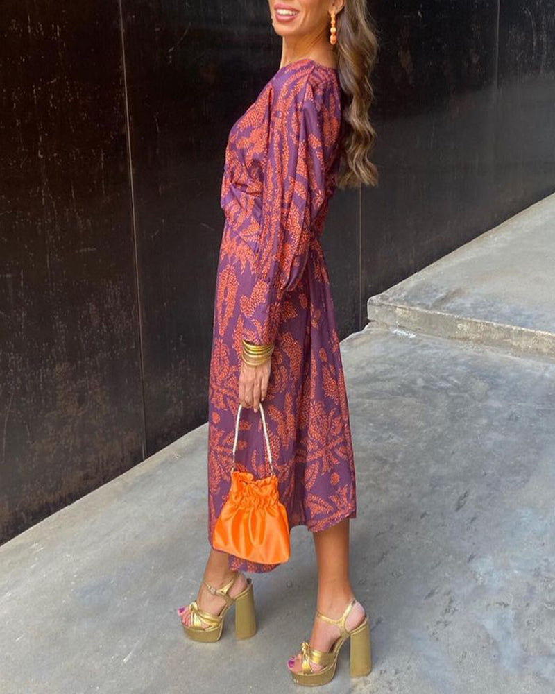 Isadora - Patterned Tie-Waist Midi Dress
