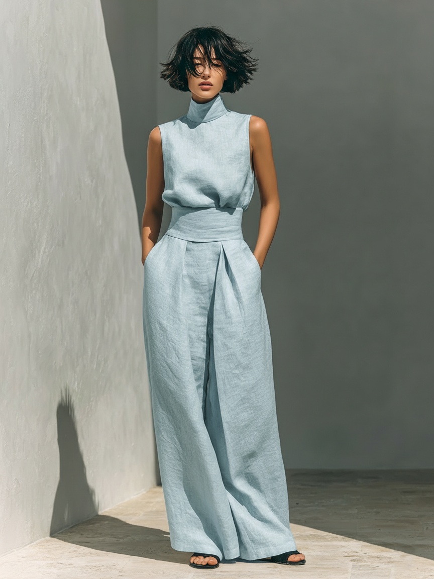 Jacqueline - Cotton-Linen Tank and Trousers