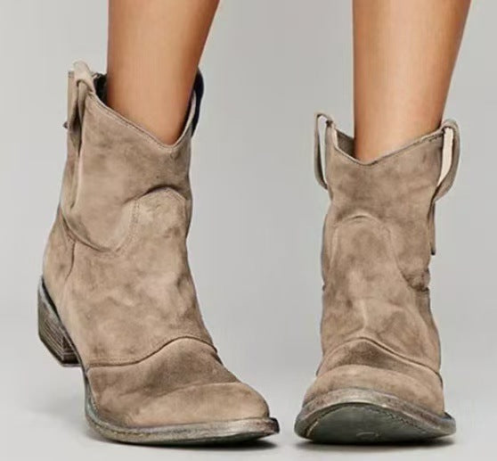 Janelle - Western Faux-Suede Ankle Boots