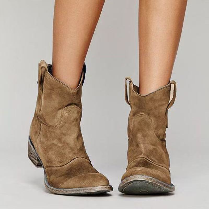 Janelle - Western Faux-Suede Ankle Boots