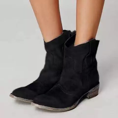 Janelle - Western Faux-Suede Ankle Boots