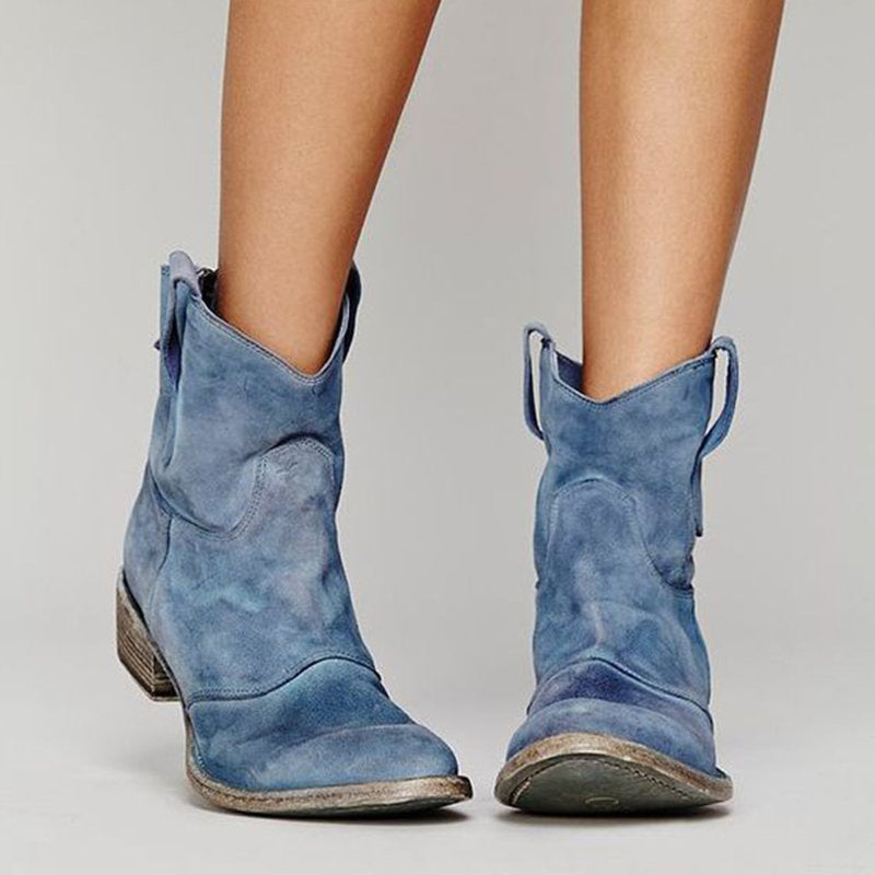 Janelle - Western Faux-Suede Ankle Boots