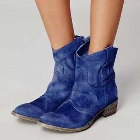 Janelle - Western Faux-Suede Ankle Boots