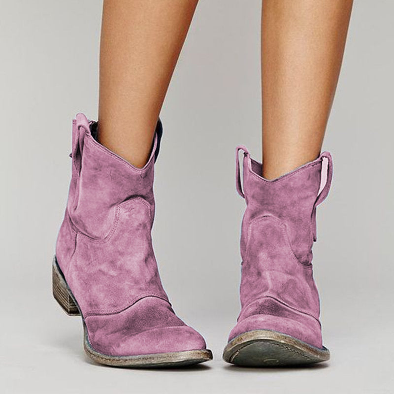 Janelle - Western Faux-Suede Ankle Boots