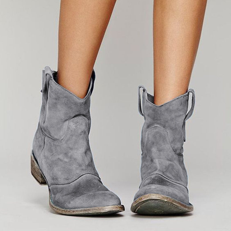 Janelle - Western Faux-Suede Ankle Boots