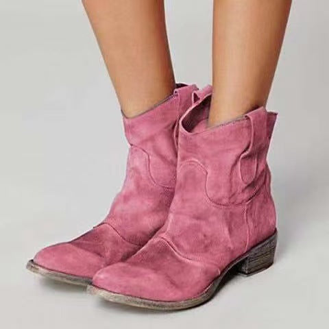 Janelle - Western Faux-Suede Ankle Boots