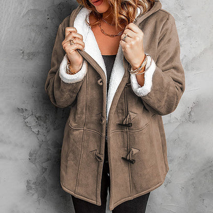 Julianne - Hooded Fleece-Lined Faux Suede Coat