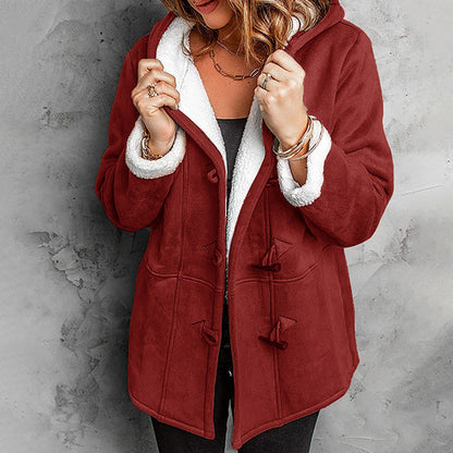 Julianne - Hooded Fleece-Lined Faux Suede Coat