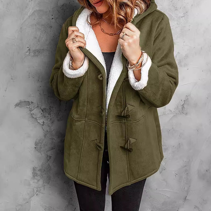 Julianne - Hooded Fleece-Lined Faux Suede Coat