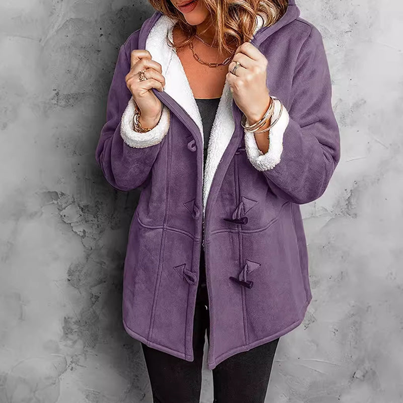 Julianne - Hooded Fleece-Lined Faux Suede Coat