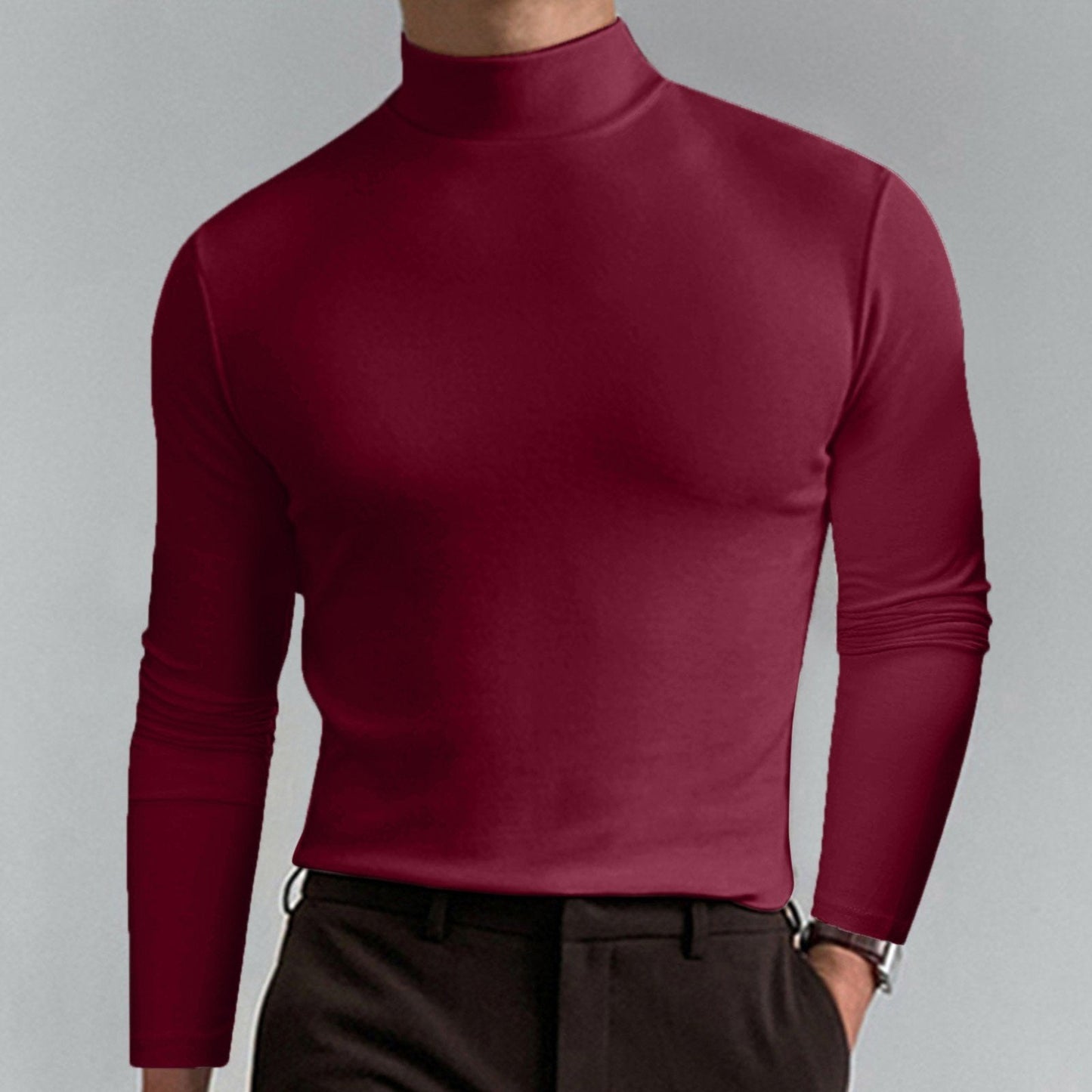 Kallan - Fitted High-Neck Long-Sleeve Tee