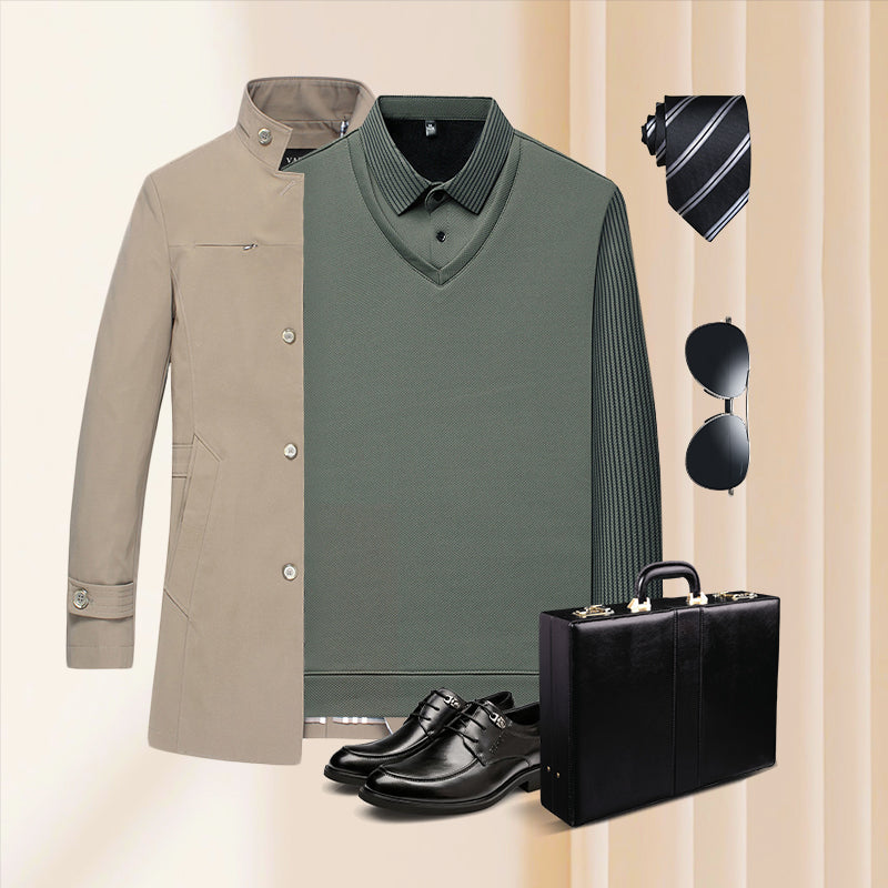 Wilburn - Cotton Striped-Collar Shirt Set
