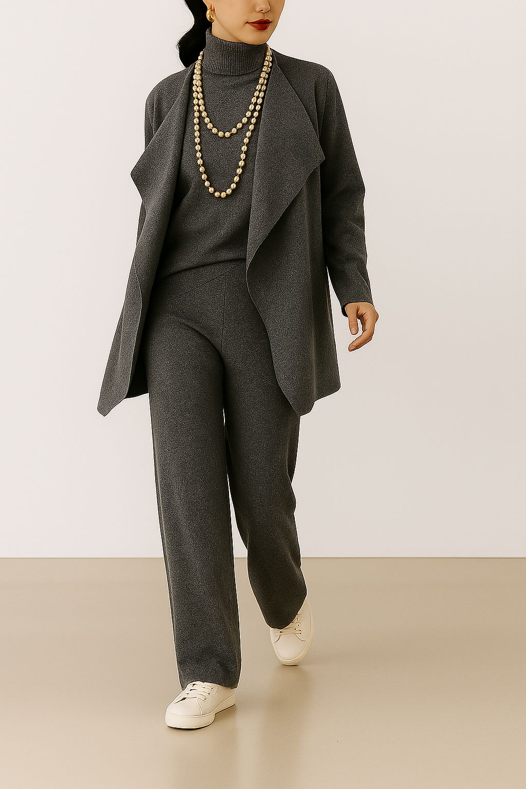 Lanora - Wool Cardigan Sweater and Trousers