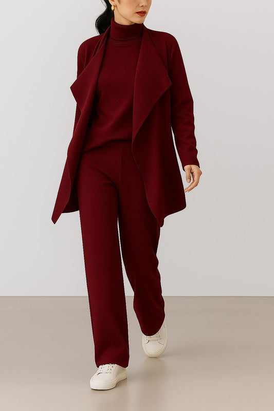 Lanora - Wool Cardigan Sweater and Trousers