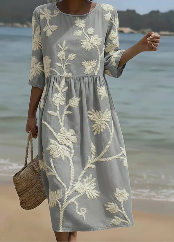 Latoya - Botanical Print Midi Dress