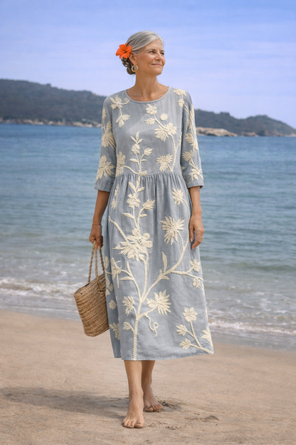 Latoya - Botanical Print Midi Dress