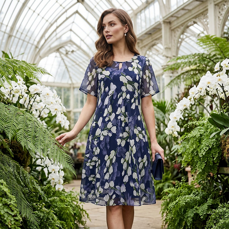Leanna - Floral Double-Layer Chiffon Dress