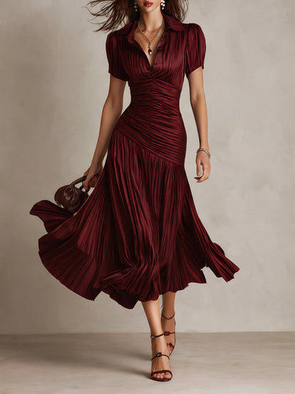Leticia - Draped Striped Satin Dress