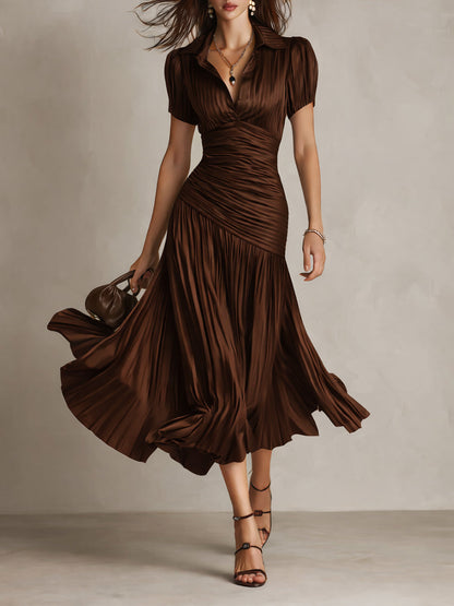 Leticia - Draped Striped Satin Dress