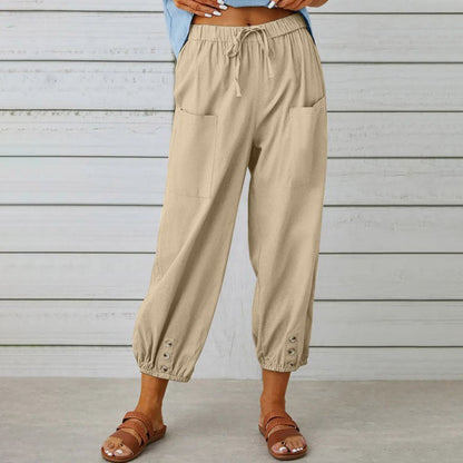 Lidia - Wide-Leg Cotton-Linen Trousers