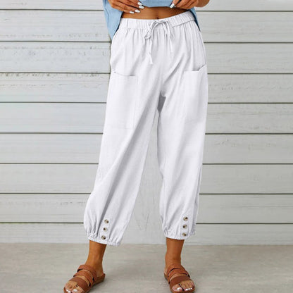 Lidia - Wide-Leg Cotton-Linen Trousers