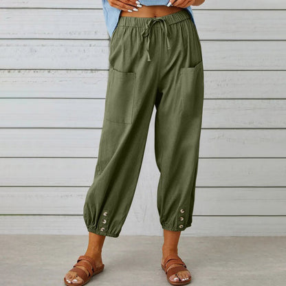 Lidia - Wide-Leg Cotton-Linen Trousers