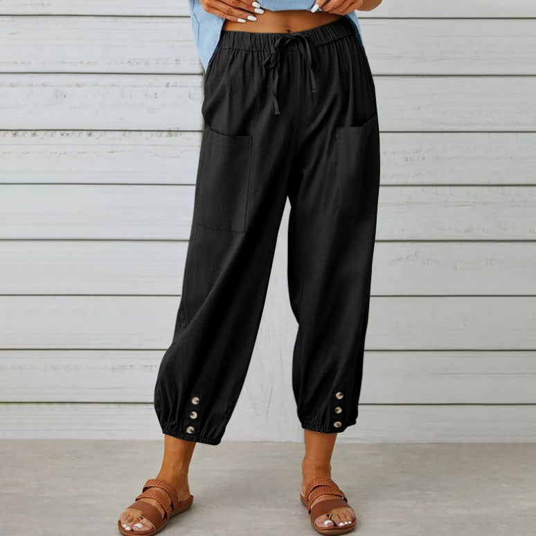 Lidia - Wide-Leg Cotton-Linen Trousers