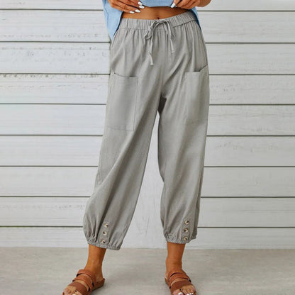 Lidia - Wide-Leg Cotton-Linen Trousers