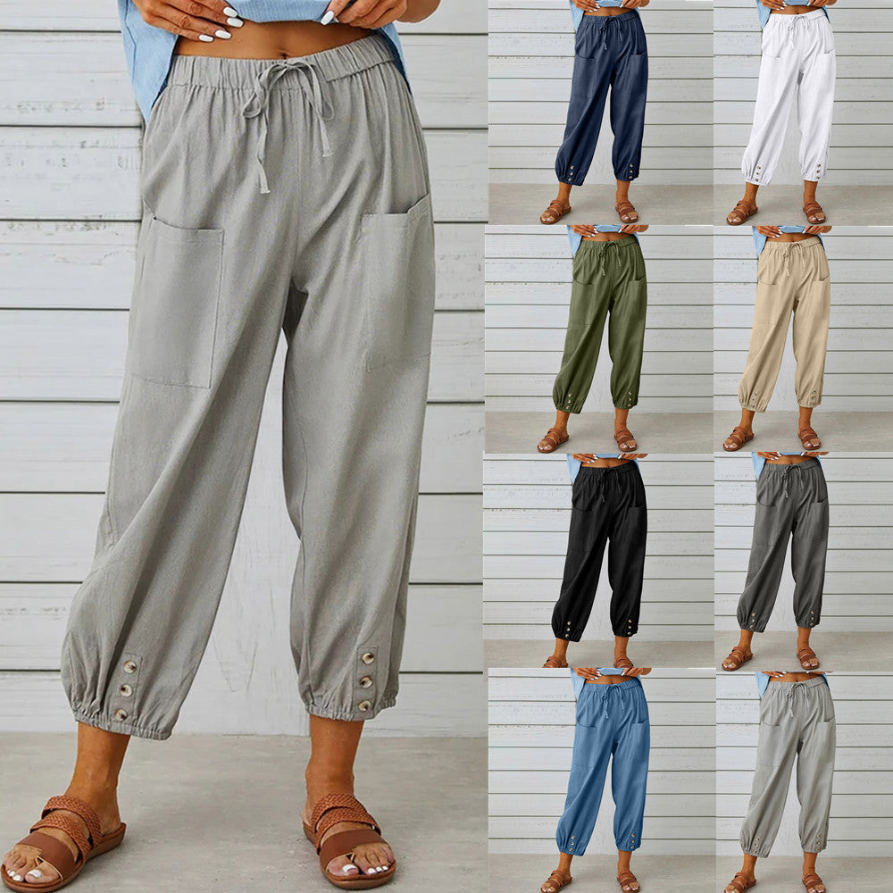 Lidia - Wide-Leg Cotton-Linen Trousers
