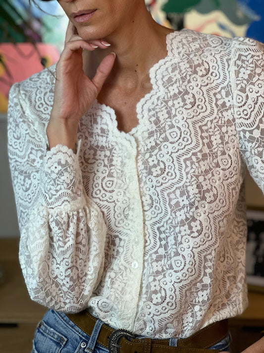 Lyselle - Openwork Knit Blouse