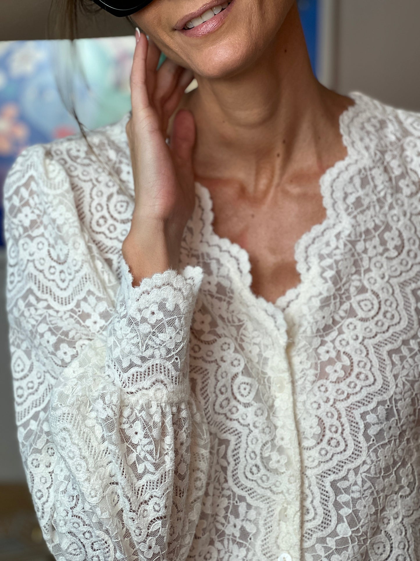 Lyselle - Openwork Knit Blouse