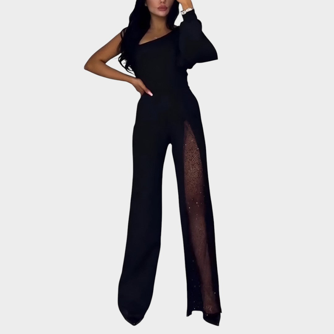 Marisa - Asymmetric Sheer-Leg Jumpsuit