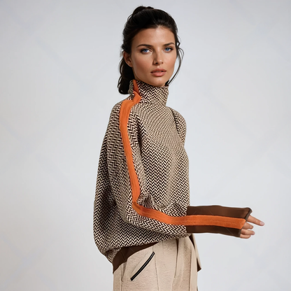 Marisol - Contrast-Stripe High-Neck Sweater