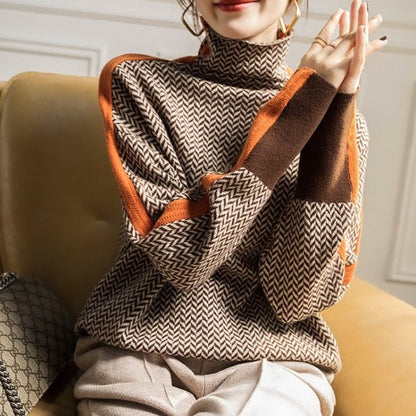 Marisol - Contrast-Stripe High-Neck Sweater