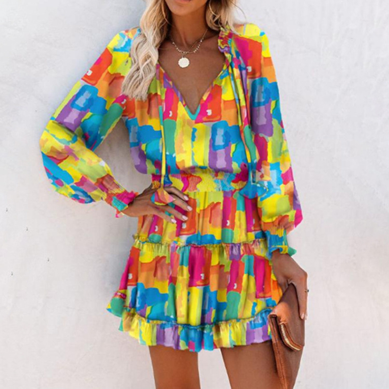 Maryann - Ruffled Tie-Front Mini Dress