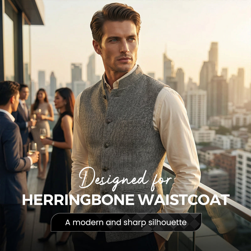Melvin - Chevron High-Collar Waistcoat