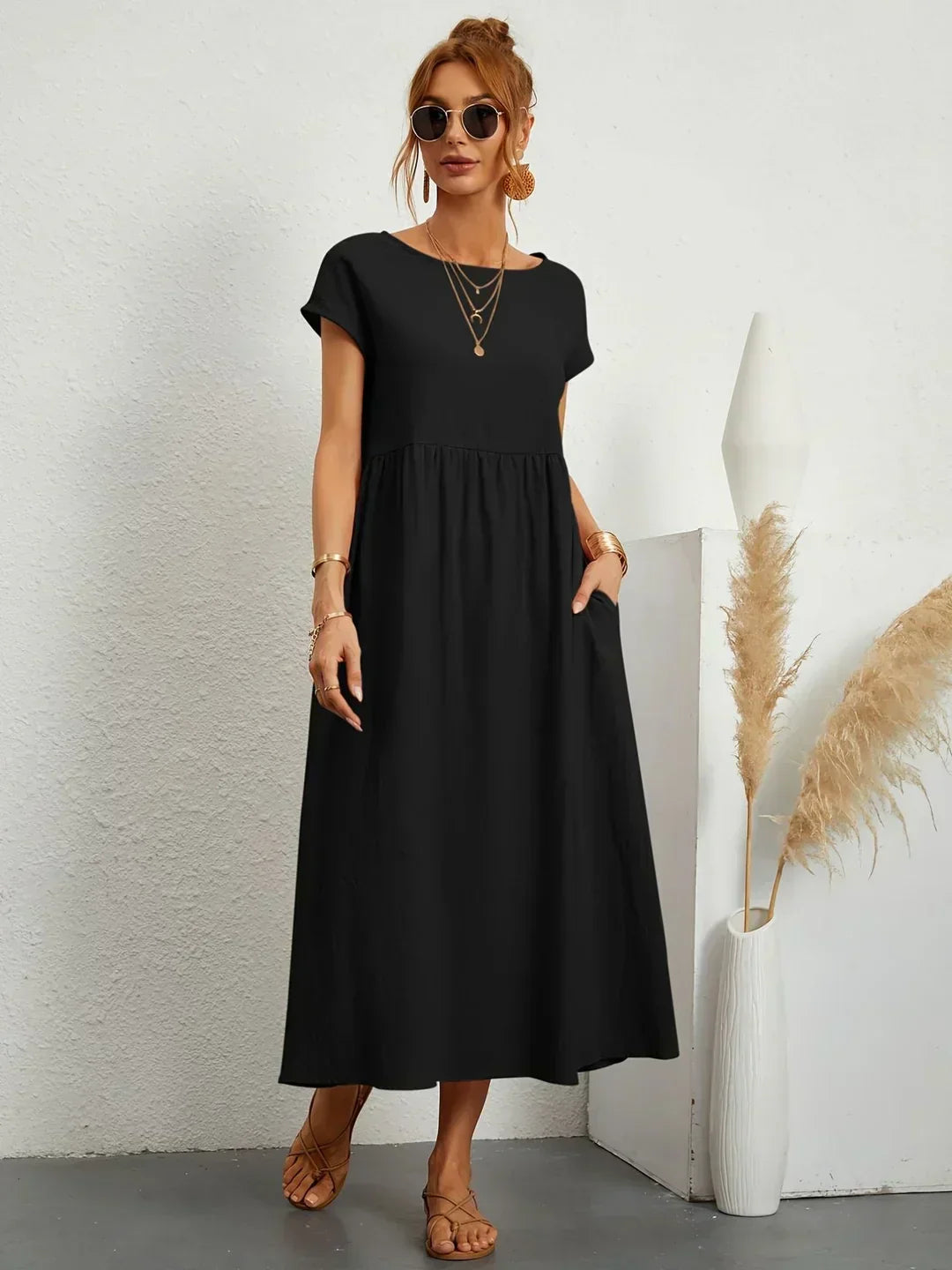 Phoebe - Flowing Cotton Midi Dress
