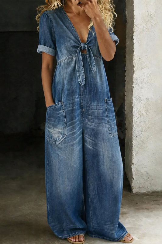 Mitzi - Faded Denim Wide-Leg Jumpsuit