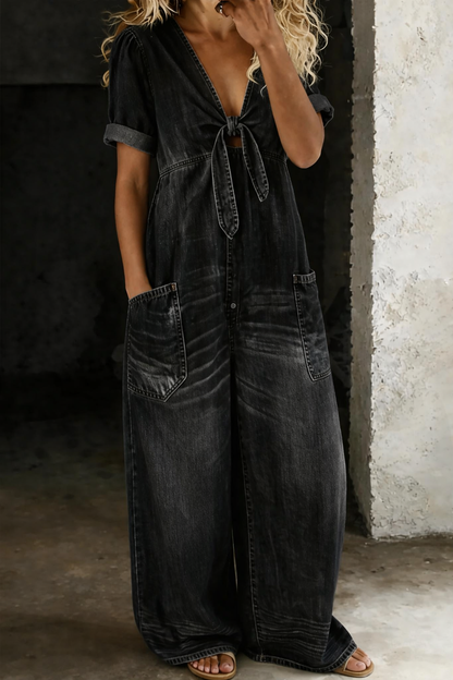 Mitzi - Faded Denim Wide-Leg Jumpsuit
