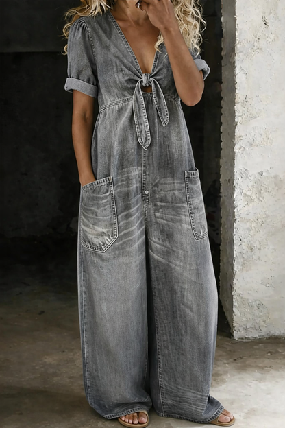 Mitzi - Faded Denim Wide-Leg Jumpsuit