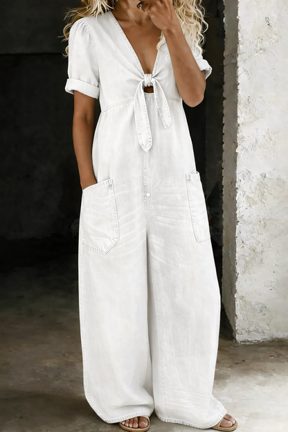 Mitzi - Faded Denim Wide-Leg Jumpsuit