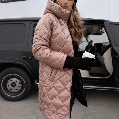 Narella - Longline Quilted Hooded Coat