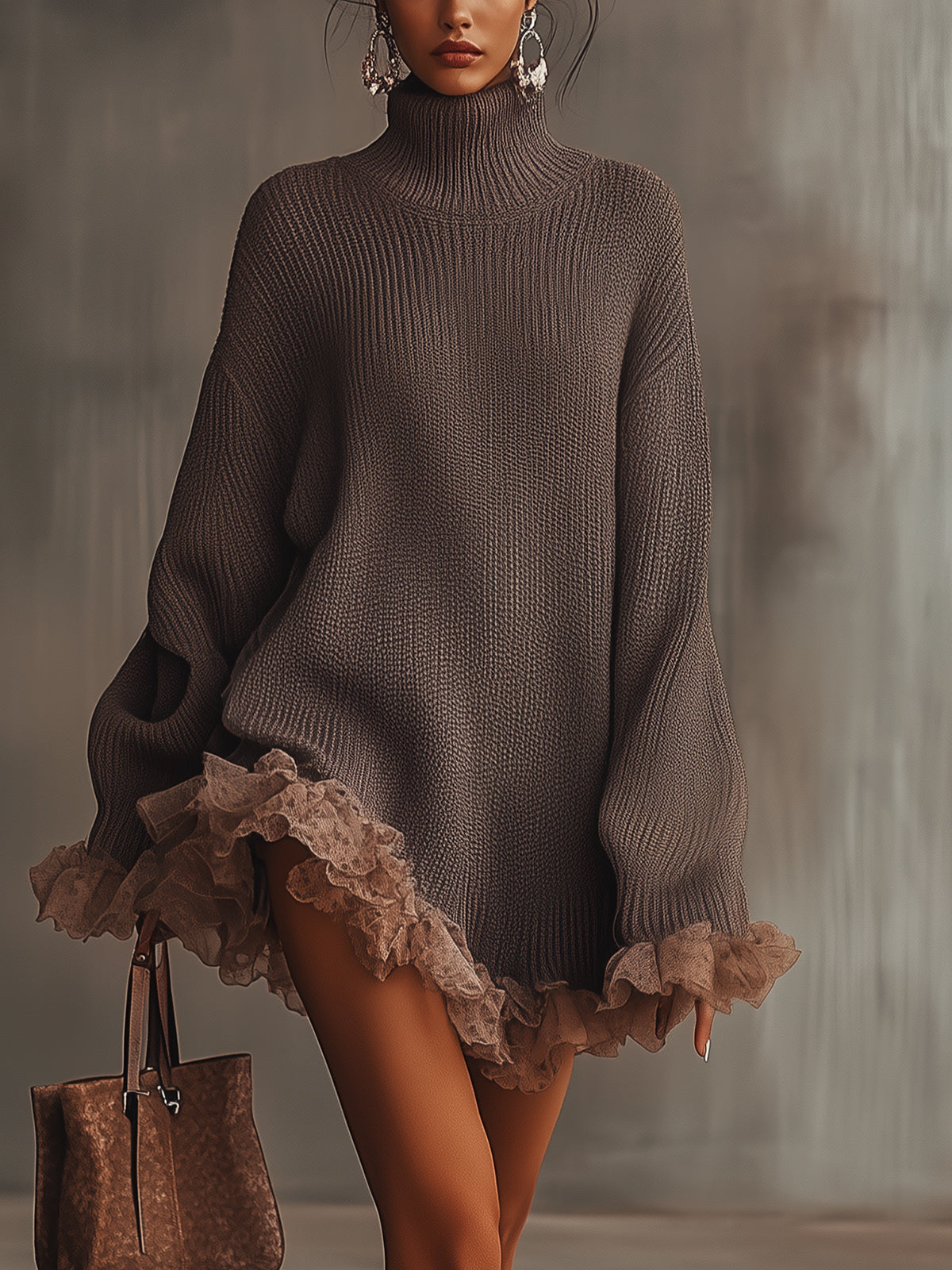 Nina - Ruffled Hem Sweater Dress