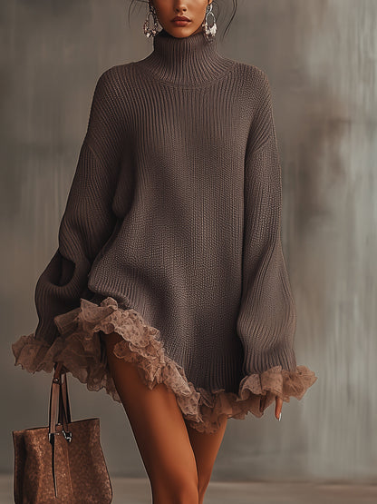 Nina - Ruffled Hem Sweater Dress